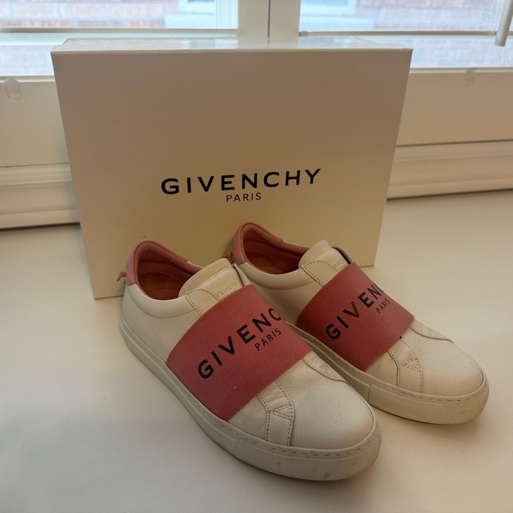 Authentic Givenchy White and Pink Strap Sneakers